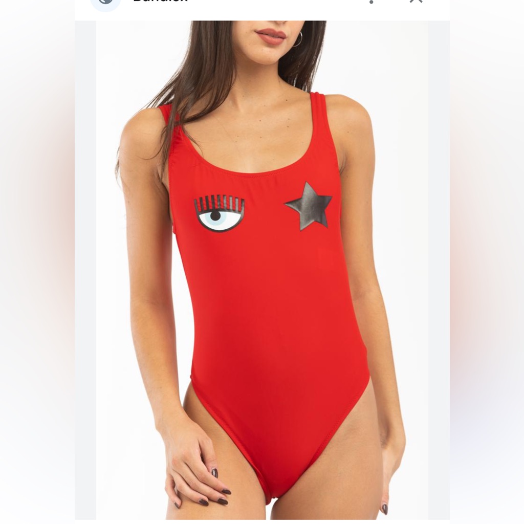 Chiara Ferragni Red One-Piece With Eye And Star Design Swimsuit
